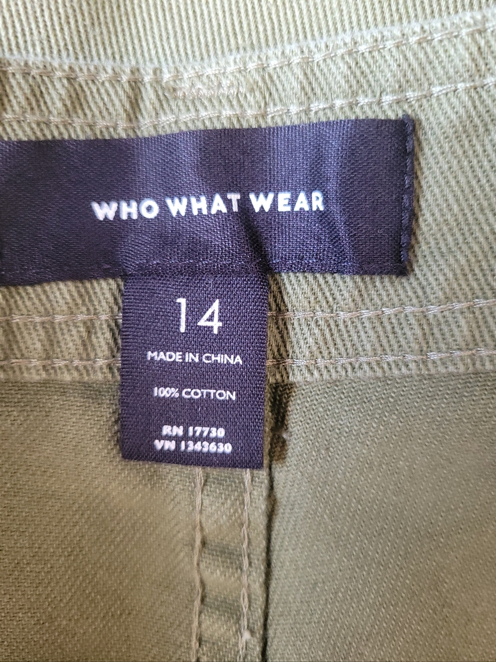 Who What Wear Olive Green Wide Leg Crop Cotton Pants Womens 14 Utility Pockets - Picture 8 of 8